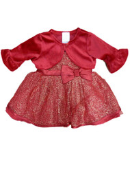 Youngland Infant & Toddler Girls Sparkly Red Holiday Christmas Party Dress