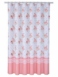Celebrate Pink Coral Floral Fabric Shower Curtain Flower Bath Decor