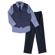 George Toddler & Boys 4 Piece Blue Holiday Dress Up Outfit Suit Tie & Vest