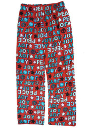 Girls Red Holiday Fleece Sleep Pants Peace & Joy Pajama Bottoms Lounge