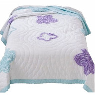 Tufted Butterfly Stitched Full Queen Bed Quilt Flutter Comforter
