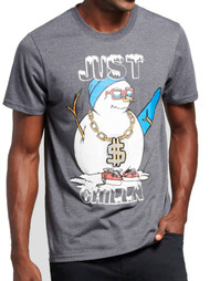 Seven Oaks Mens Gray Just Chillin Light Up Christmas Snowman Holiday T-Shirt