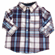 G-Cutee Infant Boys Purple Plaid Button Up Shirt
