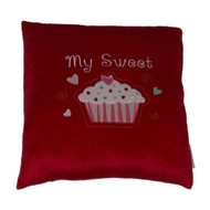Grand Imagination Red Applique Sweet Cupcake Throw Pillow Love Accent Cushion