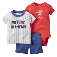 Carters Infant Boys 3-Piece All-Star Baseball T-Shirt Bodysuit & Short Set