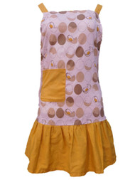 Yellow Gold Kitchen Apron With Pretty Egg Pattern Cooking Bib Style