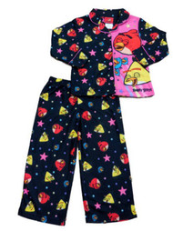 Angry Birds Girls Black Pajama Long Sleeve Top & Bottoms 2 Piece Sleep Set PJs