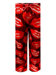 Mad Engine Mens Lipstick Kisses Valentine's Day Liquid Satin Lounge Pants