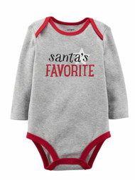 Carter Infant Baby Boy Heather Gray Santas Favorite Creeper Holiday Bodysuit