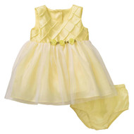 Infant Girls Yellow Satin & Tulle Rosette Easter & Holiday Baby Dress