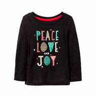 Cat & Jack Toddler Girls Peace Love Joy Long Sleeve T-Shirt Holiday Tee Shirt