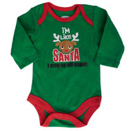 Infant Boys Just Like Santa Stay Up All Night Creeper Christmas Bodysuit