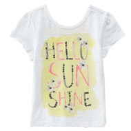 Toughskins Infant Girls White Hello Sun Shine Shirt Flower T-Shirt Top