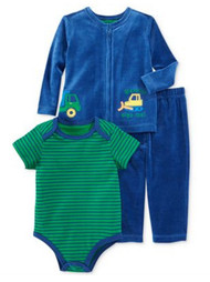 First Impressions Infant Boy Blue Velour Dump Truck Pants Shirt Sweater