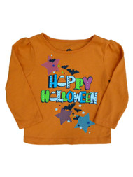 Infant & Toddler Girls Orange Happy Halloween Shirt Long Sleeved T-Shirt