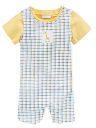 First Impressions Infant Boys 2 Piece Yellow Shirt Giraffe Shortall Overall