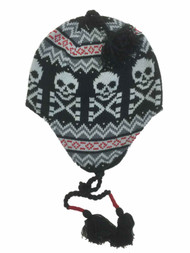 Ben Berger Boys Black Gray & Red Skull Print Trapper Hat Skulls & Crossbones