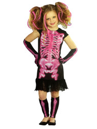 Totally Ghoul Girls Pink Shocking Xray Halloween Costume Dress Up Outfit