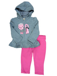 Kids Headquarters Infant Girls 2 PC Cat Hoodie Sweatshirt Jacket & Leggings