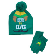 Elf Movie Boys Green Raised By Elves Winter Hat & Gloves Beanie Set