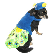 Peacock Dog Costume Colorful Bird Pet Outfit with Hat