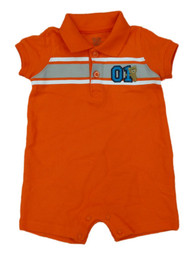 Carters Infant Boys Orange Collared Teddy Bear Romper Bodysuit Baby Outfit