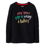 Cat Jack Girls May Your Days Merry Bright Black Long Sleeve T-Shirt Tee Shirt
