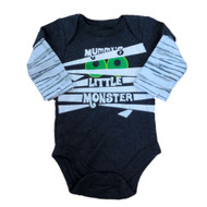 Faded Glory Infant Boys Gray Mummys Little Monster Creeper Halloween Shirt