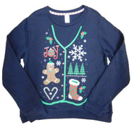 Holiday Time Womens Plus Black Faux Vest Christmas Pullover Sweatshirt Top