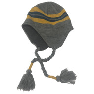 Ben Berger Boys Gray Blue & Yellow Stripes Fleece Lined Trapper Hat