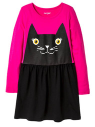 Girls Pink & Black Cat Dress Kitty Halloween Outfit