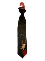 American Greetings Boys Reindeer Clip On Necktie Xmas Neck Tie Black Holiday