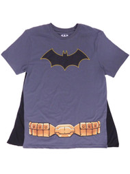 DC Comics Mens Gray Batman Costume T-Shirt With Cape