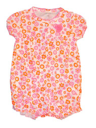 Carters Infant Girls Orange & Pink Floral Creeper Balloon Romper