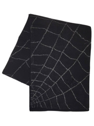 Halloween Flocked Web with Beaded Spider Black Table Runner, 13x72
