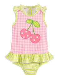 First Impressions Infant Girl Gingham Cherry Skirted Romper Sunsuit Creeper