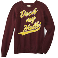 Roebuck & Co Mens Plum Deck My Halls Christmas Sweater