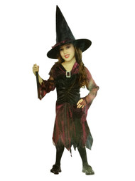 Seasons Girls Black & Red Hologram Witch Costume with Dress & Hat 8-10