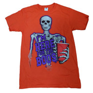 Halloween Mens Orange I'm Here For The Boos Graphic T-Shirt