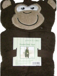 Peanut & Ollie Hooded Monkey Bath Towel Child Size 100% Cotton Brown Gorillia