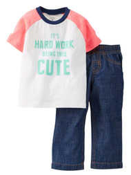 Carters Infant Boys 2P It's Hard Work Being This Cute T-Shirt Denim Pants Set