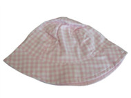 Faded Glory Infant & Toddler Girls Pink White Checked Bucket Hat Floppy Sun Cap
