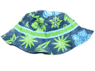 ABG Toddler Boys Blue Floral Floppy Sun Hat Hawaiian Print Bucket Cap