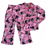 Joe Boxer Girls Pink Flannel Sleepwear Set Rock On Cat Pajamas  PJs