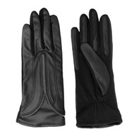 Fownes Womens Black Stretch Fit Leather Look Zipper Driving Gloves
