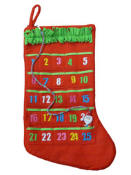 Red Advent Calendar Christmas Stocking with Santa & Embellishments