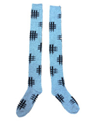 My Halloween Womens Long Gray & Black Patterned Over the Knee Socks