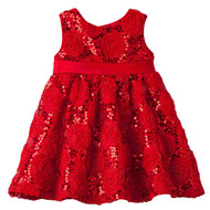 Rare Too! Infant Girls Red Rose Sequin Holiday Party Special Occasion Dress