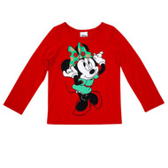 Disney Infant Toddler Girls Minnie Mouse Red Glitter T-Shirt Holiday Tee