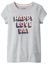 Girls Gray Happy Love Day Valentine Tee Shirt Heart T-Shirt